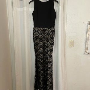 Black and cream long lace dress